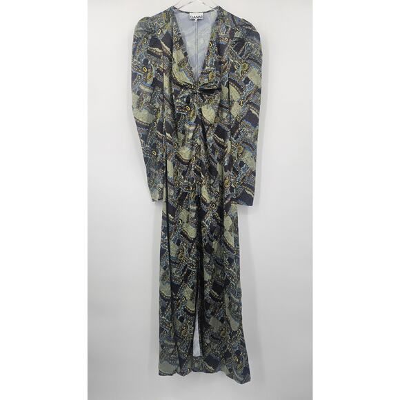 Ganni Green and Blue Midi Dress - Picture 6 of 14